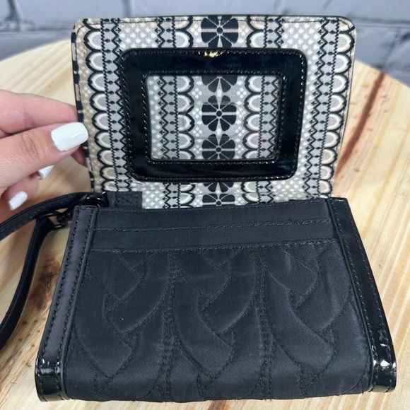 Black Vera Bradley Nylon Quilted Versatile Wallet Patent Leather Trim Small - Picture 3 of 9